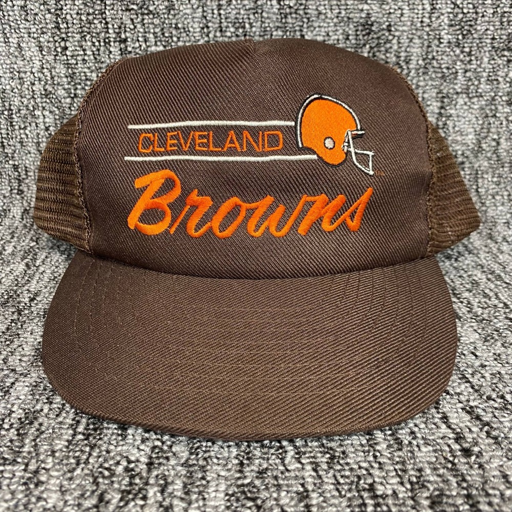 Vtg 80s Cleveland Browns Annco Professional Model Trucker Snapback Hat Cap Mesh